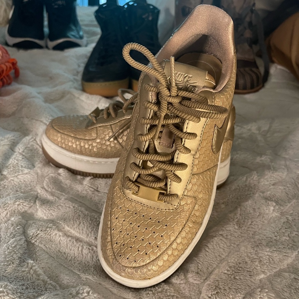 Nike Air-force Ones Gold size 6.5 women's